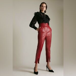 Karen Millen Leather Red High Waist Split Hem trouser - US Size 4 - Never Worn